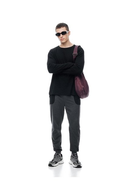 Jogger Relaxed Tiro Medio Gris Hombre Gris