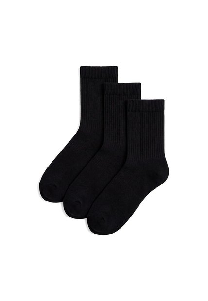 3 Pares De Medias Cortas Negras Mujer