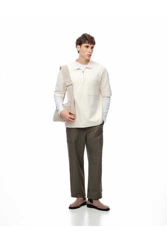 Pantalón Cargo Recto Algodón Verde Hombre Cafe Gef