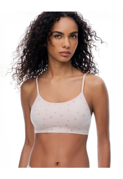 Top Soporte Medio Seamless Estampado Mujer Rosa