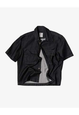 Camisa Manga Corta Loose Denim Negro Hombre Negro Gef