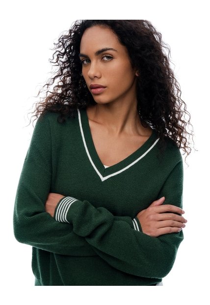 Suéter Relaxed Tejido Verde Mujer Verde