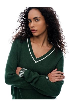 Suéter Relaxed Tejido Verde Mujer Verde