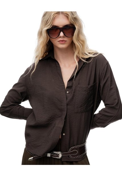 Camisa Regular Chocolate Mujer Chocolate