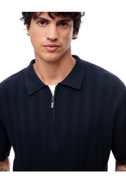 Polo Regular Tejido De Punto Algodón Azul Hombre Azul