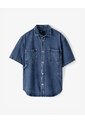 Camisa Manga Corta Regular índigo Medio Hombre Azul Oscuro de Gef