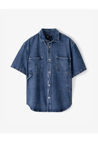 Camisa Manga Corta Regular índigo Medio Hombre Azul Oscuro Gef