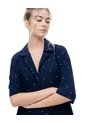 Camisa Regular Manga Corta Azul Estampado Mujer Azul de Gef