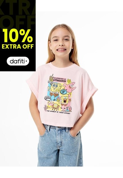 Camiseta Regular Bob Esponja Rosa Niña Rosa