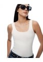 Camiseta Manga Sisa Slim Rib Algodón Blanca Mujer Blanco de Gef