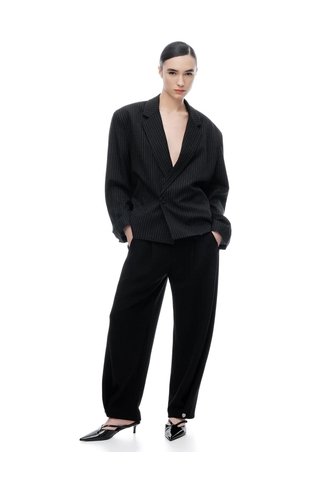 Pantalón Loose Tiro Medio Negro Mujer Negro Gef