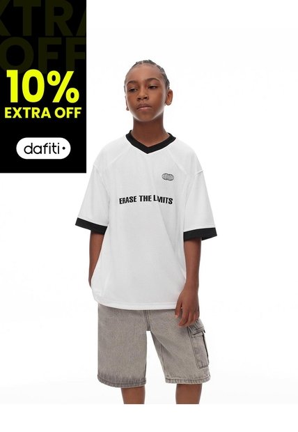 Camiseta Oversize Blanca Estampada Niño Blanco
