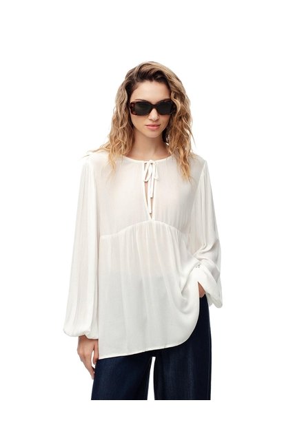 Camisa Oversized Manga Larga Blanca Mujer Blanco