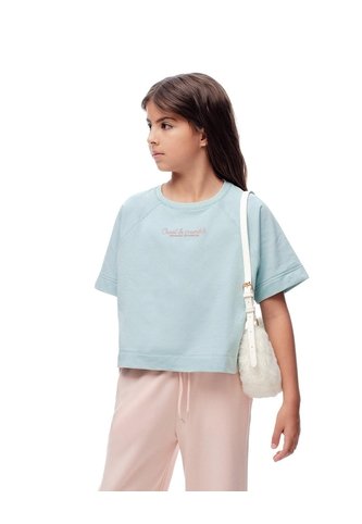 Camiseta Oversize Algodón Azul Niña Azul Gef