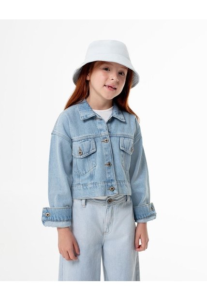 Chaqueta Crop Denim índigo Medio Niña Azul Oscuro