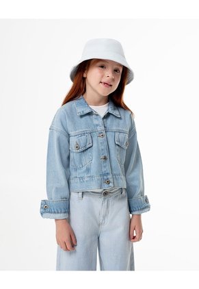 Chaqueta Crop Denim índigo Medio Niña Azul Oscuro