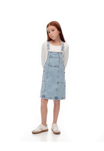 Overol Corto Denim índigo Medio Niña Azul Oscuro Gef