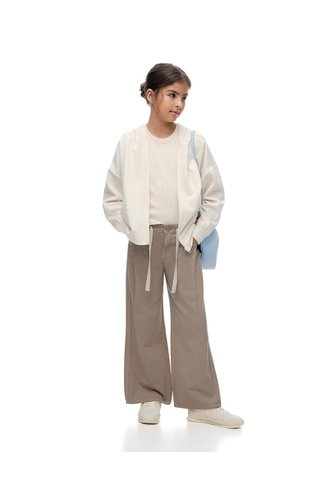Pantalón Loose Tiro Medio Algodón Café Niña Cafe Gef