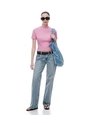 Camiseta Crop Slim Algodón Rosada Mujer Rosa de Gef