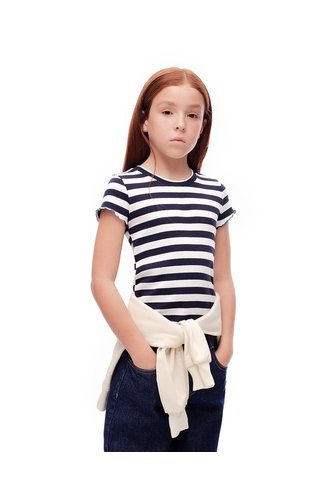 Camiseta Slim Algodón Rayas Niña Azul Gef