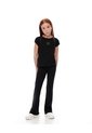 Pantalón Flare Tiro Alto Algodón Negro Niña Negro de Gef
