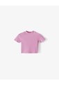 Camiseta Crop Slim Algodón Rosada Mujer Rosa de Gef