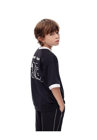Camiseta Oversize Negra Estampada Niño Negro Gef