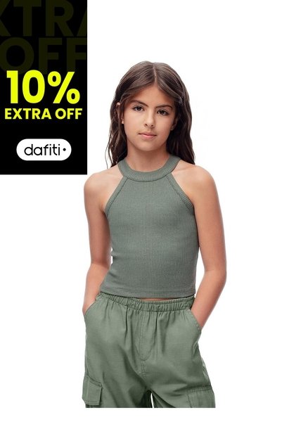 Camiseta Crop Slim Verde Niña Verde