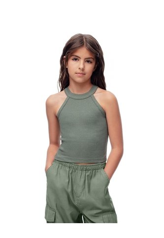 Camiseta Crop Slim Verde Niña Verde Gef