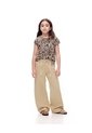 Pantalón Wide Leg Tiro Medio Drill Algodón Habano Niña Marron de Gef