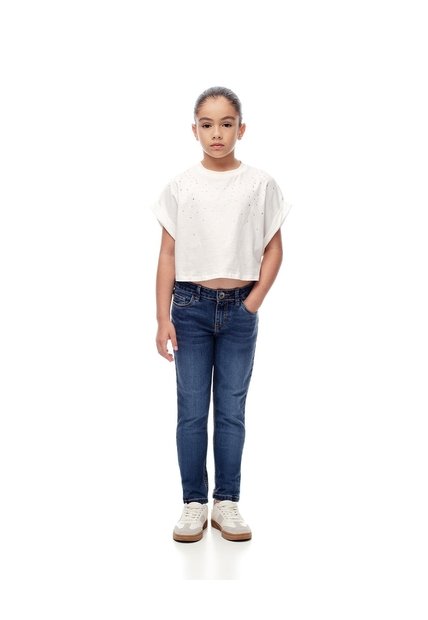 Jean Skinny Tiro Medio índigo Oscuro Niña Azul Oscuro