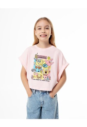 Camiseta Regular Bob Esponja Rosa Niña Rosa