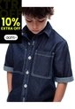 Camisa Manga Corta Regular Denim índigo Oscuro Niño Azul Oscuro de Gef