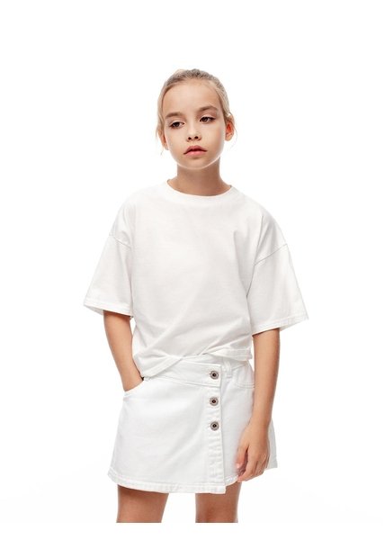 Falda Short Denim Blanca Niña Blanco