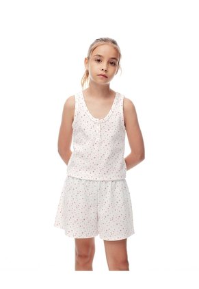 Blusa + Short De Pijama Estampada Niña Blanco