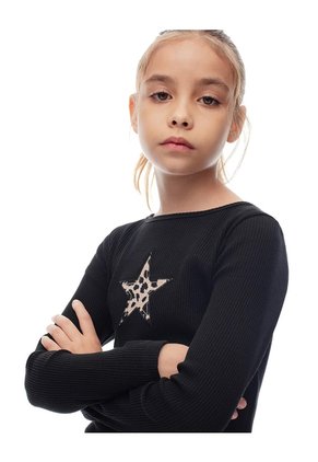 Camibuzo Regular Tejido De Punto Negro Niña Negro