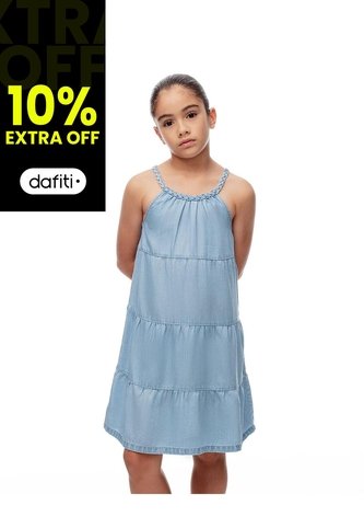 Vestido Corto Bloques índigo Niña Azul Oscuro Gef