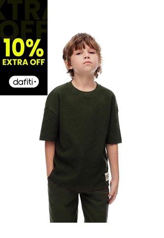 Camiseta Regular Algodón Verde Niño Verde Gef