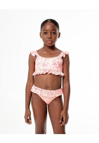 Vestido De Baño 2 Piezas Estampado Niña Naranja Gef