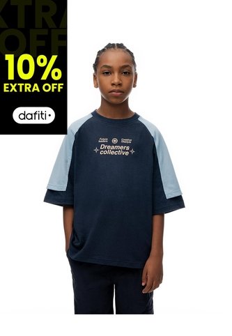 Camiseta Regular Estampada Niño Azul Gef