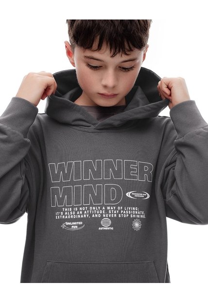 Buzo Tipo Hoddie Gris Niño Gris
