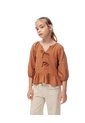 Blusa Regular Anudada Algodón Caramelo Niña Marron Claro de Gef