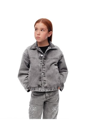 Chaqueta Oversize Denim Algodón Gris Niña Azul