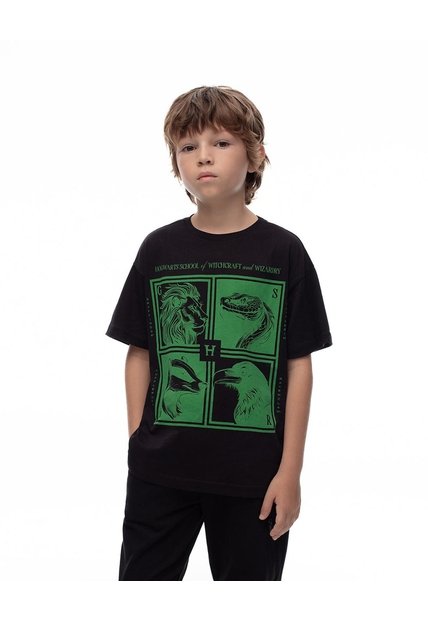 Camiseta Regular Algodón Harry Pother Negra Niño Negro