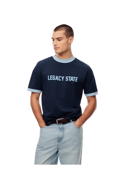 Camiseta Regular Algodón Azul Hombre Azul