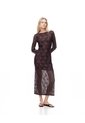 Vestido Midi Encaje Chocolate Mujer Chocolate de Gef