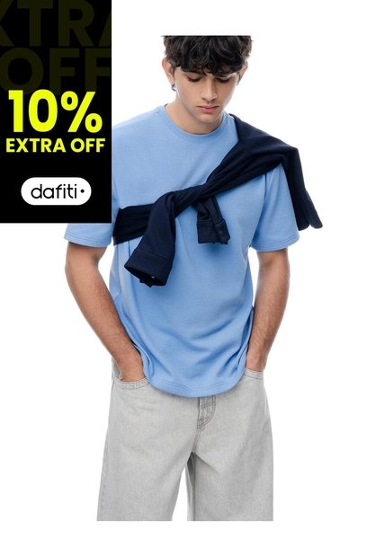 Camiseta Oversize Algodón Azul Hombre Azul