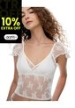 Camiseta Slim Manga Corta Blanca Mujer Blanco de Gef