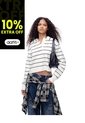 Buzo Tipo Polo Regular Rayas Mujer Blanco de Gef