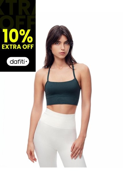 Top Deportivo Soporte Medio Seamless Verde Mujer Verde